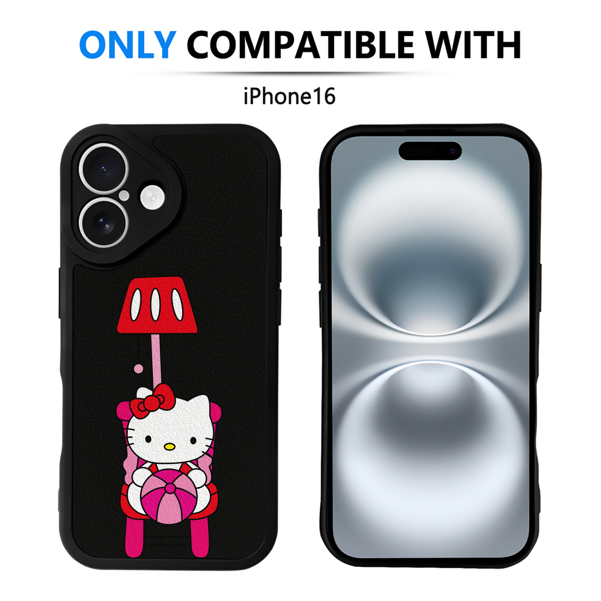 （画像用） Hello Kitty ハローキティ 【iPhone 16シリーズ対応】シリコンスマホケース（レザー調） 材質：シリコン